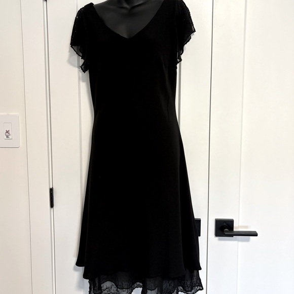 Vintage Jessica Black Cocktail Midi Beaded Dress Size 12 - Picture 1 of 14